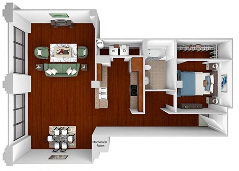 Main 3 Downtown - A10 (Landmark) - 1bed/1 bath - 3D